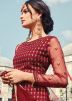 Maroon Net Embroidered Pakistani Gharara Suit