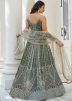 Dusty Green Embroidered Net Lehenga Choli