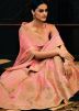 Coral Pink Viscose Lehenga Choli In Zari Woven Work