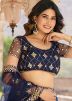 Blue Net Lehenga Choli In Thread Embroidery