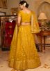 Yellow Net Lehenga Choli In Sequins Work