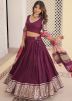 Wine Viscose Lehenga Choli In Woven Work