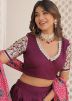 Wine Viscose Lehenga Choli In Woven Work