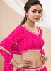 Pink Tiered Lehenga Choli In Leheria Print