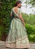 Pastel Green Dori Embroidered Satin Silk Lehenga Choli
