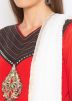 Red Embroidered Readymade Palazzo Suit With Dupatta