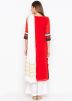 Red Embroidered Readymade Palazzo Suit With Dupatta