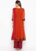 Orange and Maroon Readymade Twin Layered Anarkali Suit