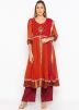 Orange and Maroon Readymade Twin Layered Anarkali Suit
