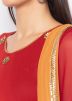 Red Yellow Shaded Asymmetric Readymade Pant Salwar Suit