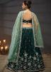 Green Embroidered Lehenga Choli In Chiffon