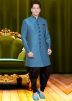 Readymade Indo Western Blue Sherwani With Dhoti
