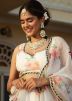 White Digital Floral Print Organza Lehenga Choli