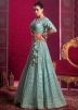Turquoise Embroidered Lehenga Choli In Net