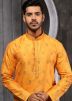 Readymade Art Silk Jacquard Yellow Kurta 