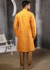 Readymade Art Silk Jacquard Yellow Kurta 