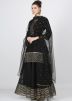Black Readymade Chanderi Gota Patti Laced Sharara Suit