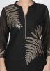 Black Embroidered Readymade Chanderi Palazzo Suit