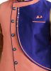 Peach and Blue Asymmetric Readymade Nehru Jacket