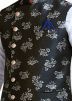 Black Asymmetric Jacquard Readymade Nehru Jacket