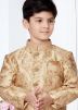 Golden Woven Kids Readymade Dhoti & Sherwani