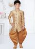 Golden Woven Kids Readymade Dhoti & Sherwani