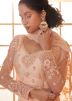 Peach Thread Embroidered Net Lehenga Choli