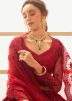 Red Thread Embroidered Lehenga Choli In Net