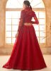 Red Thread Embroidered Lehenga Choli In Net