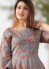 Grey Floral Block Printed Bell Sleeved Kurta Set