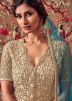 Beige Net Embroidered Kurti Style Lehenga