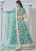 Turquoise Embroidered Lehenga Choli In Net