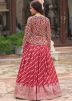 Red Embroidered Readymade Kurti Style Lehenga In Georgette