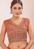 Orange Art Silk Embroidered Lehenga Choli Set