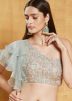 Turquoise Embroidered Lehenga Choli In Organza
