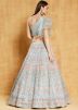 Turquoise Embroidered Lehenga Choli In Organza