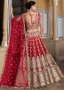 Red Embroidered Net Bridal Lehenga Choli