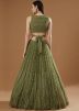 Green Embroidered Lehenga Choli In Georgette
