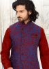 Maroon and Blue Asymmetric Nehru Jacket