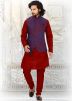 Maroon and Blue Asymmetric Nehru Jacket