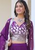 Purple Embroidered Lehenga Choli In Georgette