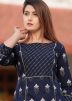 Navy Blue Readymade Block Printed Pant Salwar Suit