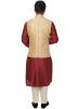 Maroon Cowl Kurta Pant Set With Nehru Jacket