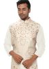 White Cowl Kurta Pant With Embroidered Jacket