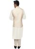 White Cowl Kurta Pant With Embroidered Jacket