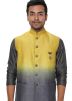 Grey Cowl Drape Kurta Set With Shaded Jacket