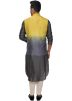 Grey Cowl Drape Kurta Set With Shaded Jacket