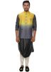 Grey Cowl Drape Kurta Set With Shaded Jacket