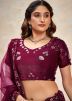 Wine Embroidered Art Silk Lehenga Choli