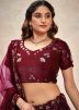 Maroon Resham Work Lehenga Choli In Art Silk